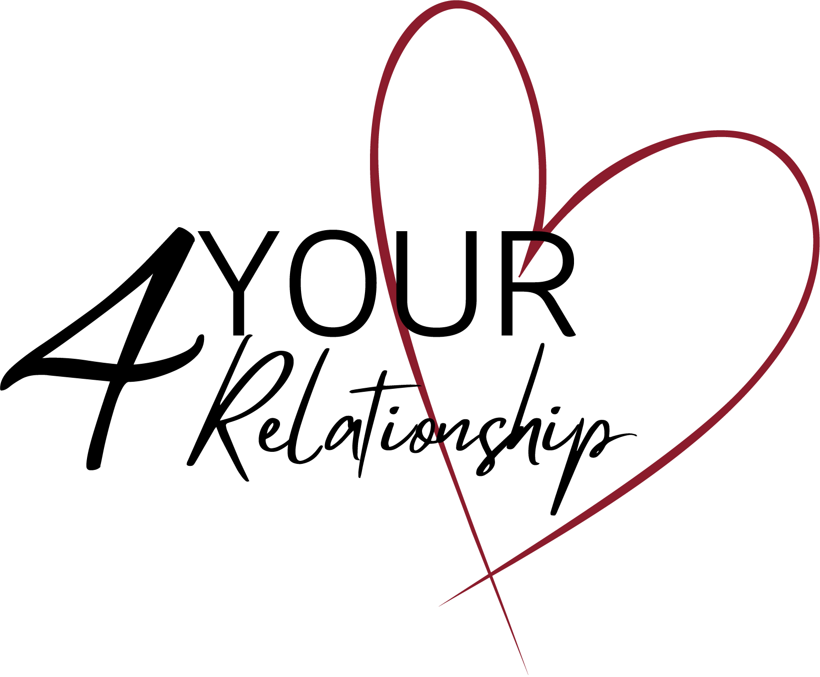 Ein Logo mit einem roten Herz und dem Schriftzug 4 Your Relationship